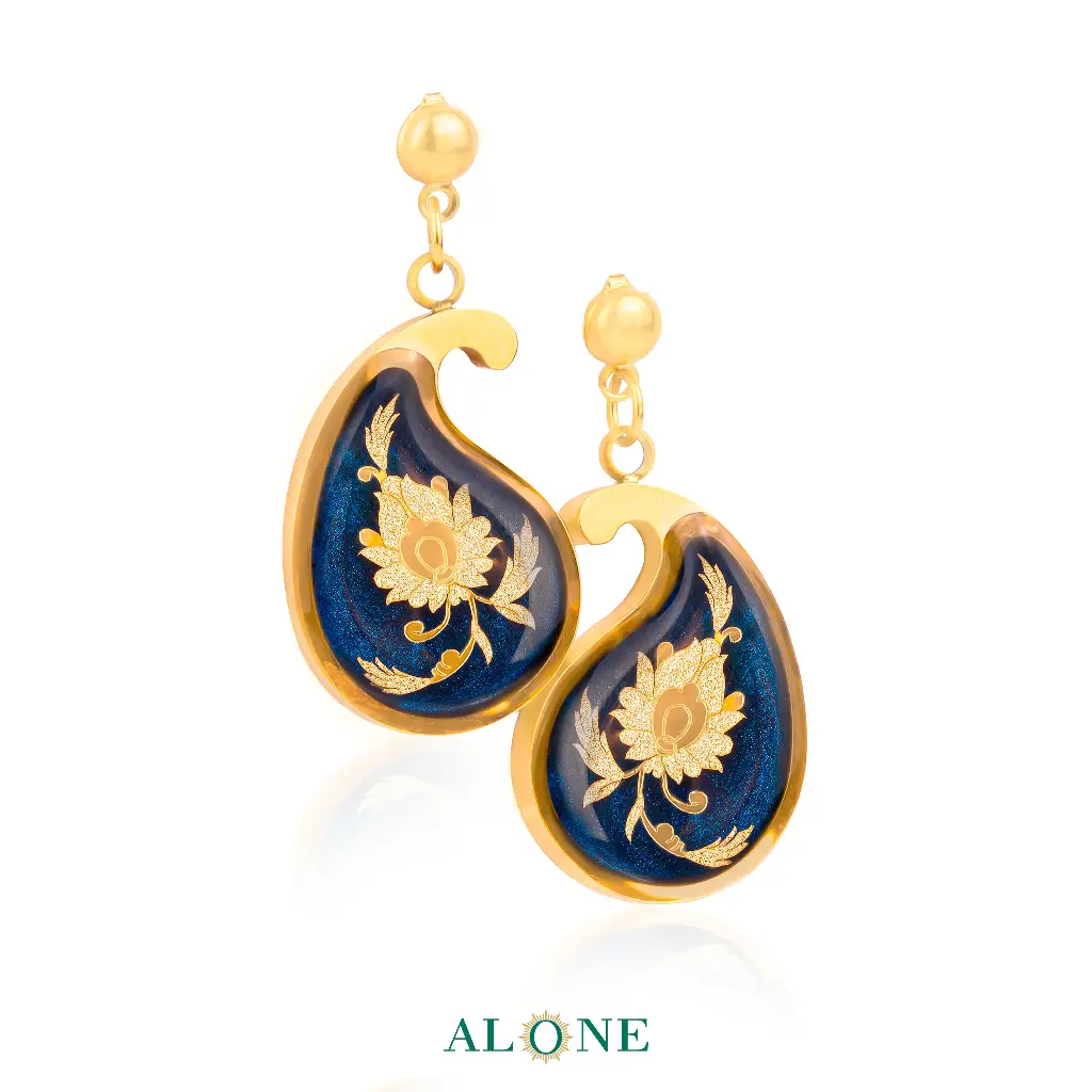 Lilia Navy Paisley Earrings 