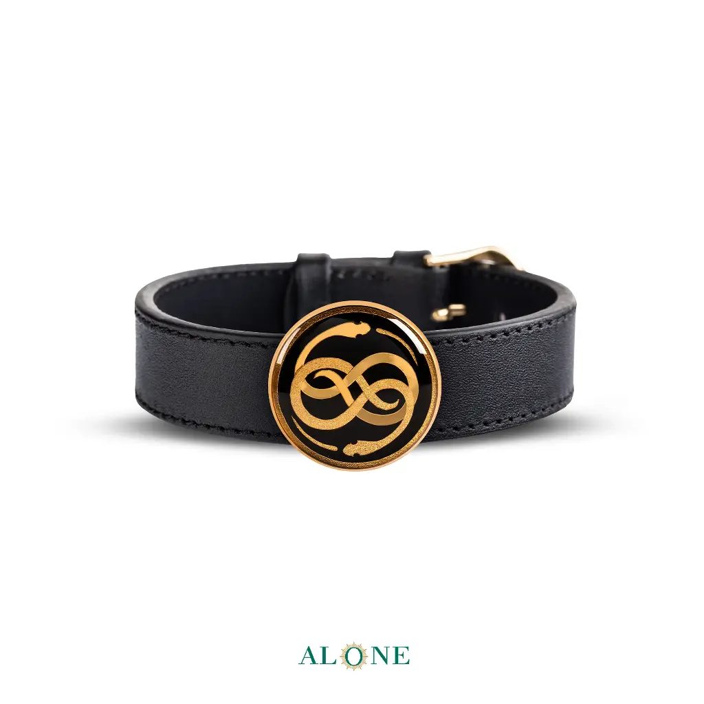 Karma Onyx Leather Wristband