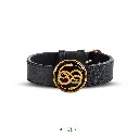 Karma Onyx Leather Wristband