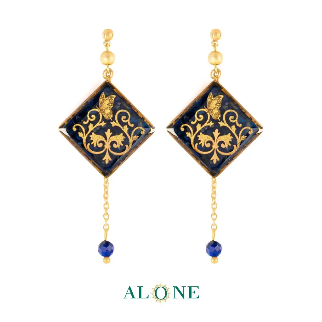 Euphoria Navy Tiger Eye Earrings 