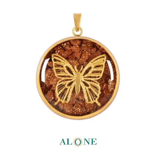 [P04180011001A] Butterfly Goldstone Pendant 