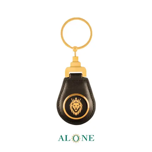 [P03147001028A] Lion Black Keychain  