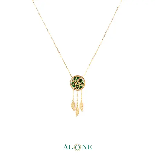 [P04034007006A] Dreamcatcher Green Tiger Pendant 