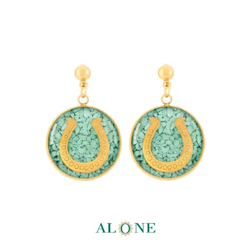 [P06097017001A] Horseshoe Turquoise Earrings 