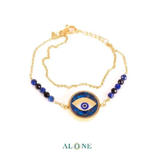 [P05104021001B]  Chained Beloved Lapis Lazuli Bracelet  