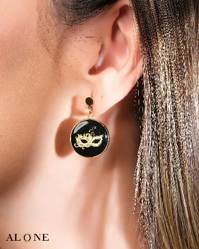 [P06178001001A] Masquerade Onyx Earrings