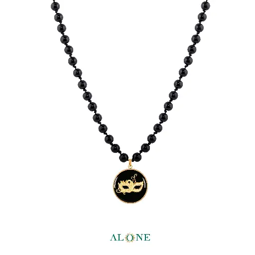[P04178001001A] Masquerade Onyx Necklace