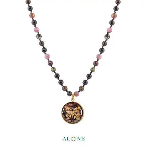 [P08001019006B1]  Butterfly Tourmaline Necklace 