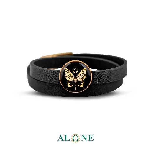 [P05185001003A] Indigo Elysia Leather Wristband