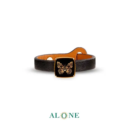 [P05195001009A] Indigo Glory Leather Wristband