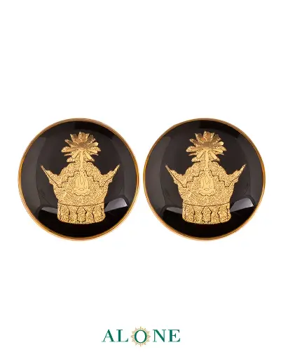 [P03027001003A] Crown Onyx Cufflinks 