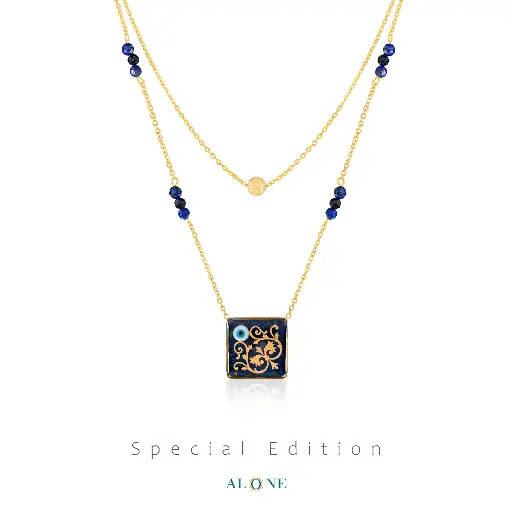 [P04136008017A] Euphoria Navy Tiger Eye Pendant  