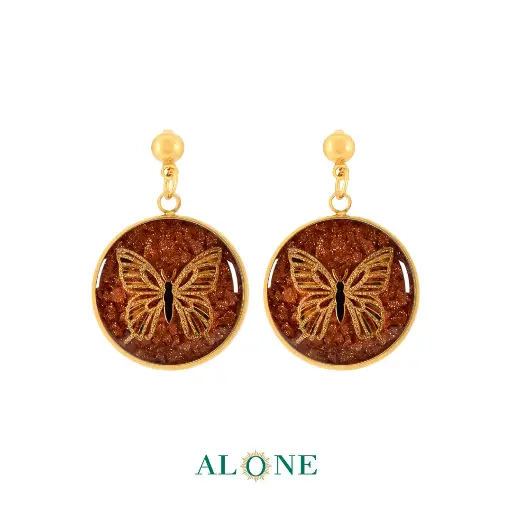 [P06180011001A] Butterfly Goldstone Earrings  